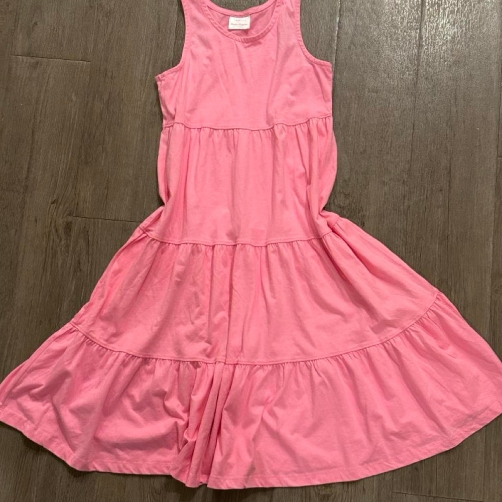 Boho‎ pink tiered dress with ruffles size XS